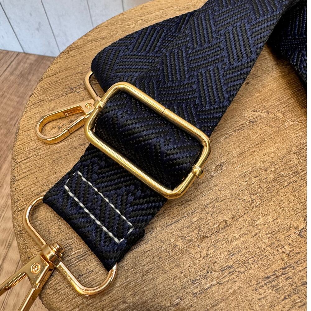 Woven Blue Black Purse Strap Wide Crossbody Bag Strap Boho Purse Strap